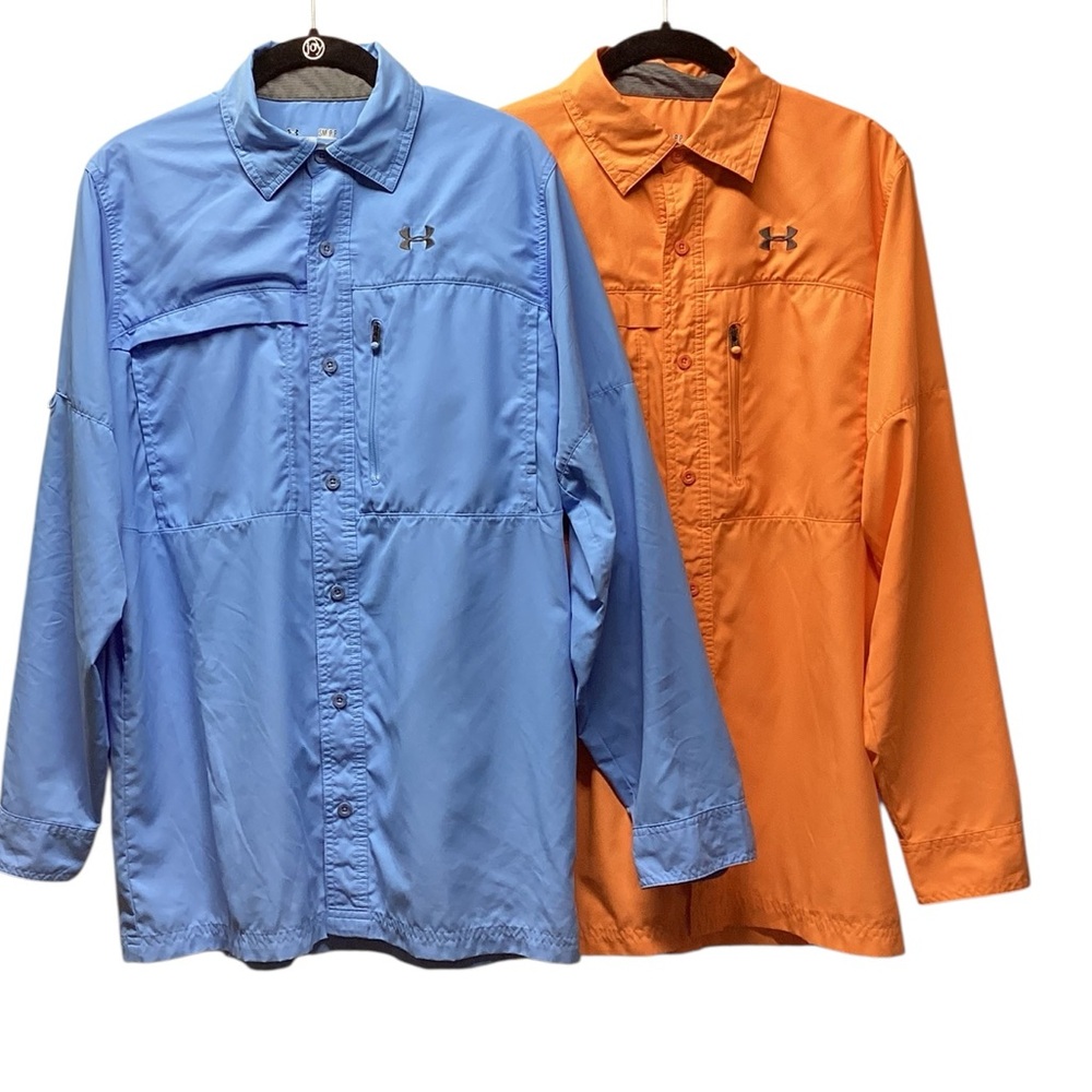 Under Armour Flats Guide outdoor shirts Orange And Dark baby blue Small - Picture 3 of 16